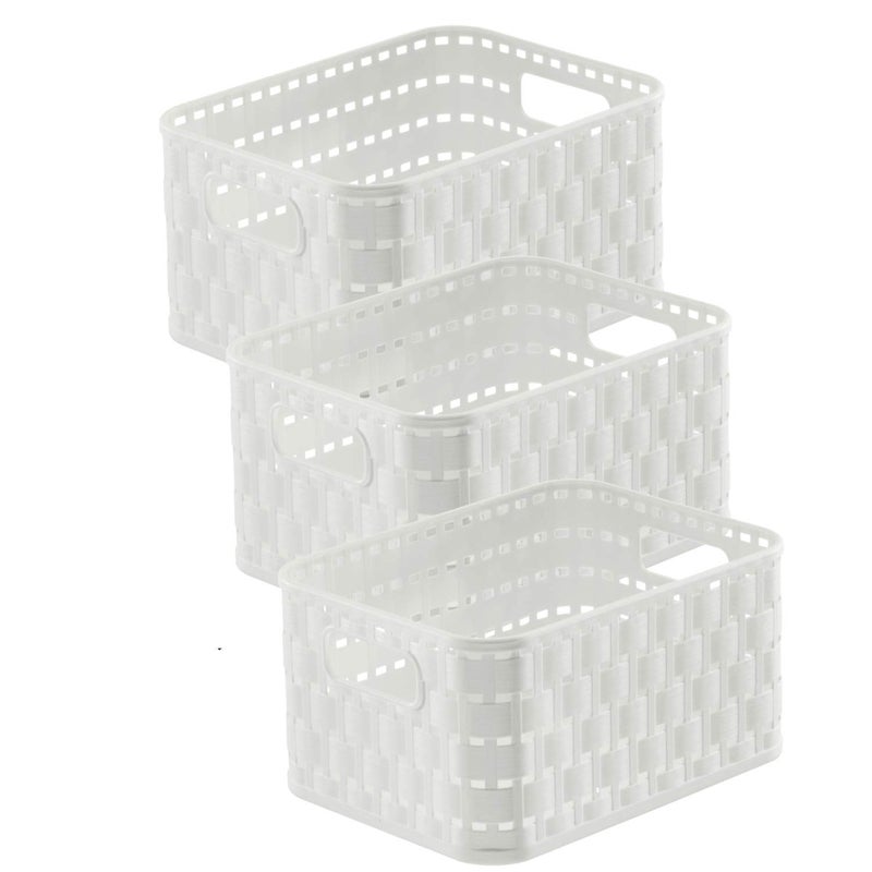 Rotho Country Set of 3 Storage Baskets 2 Litre Plastic PP BPAfree White 3 x A62 Litre 183 x 137 x 98 cm