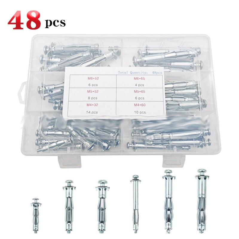 يُسلِّم مجموعة متنوعة من 48 قطعة من مسامير التثبيت المعدنية المجوفة، مسامير تثبيت مجوفة مجلفنة/مسامير توسيع مجوفة، مسامير تثبيت جدارية مجوفة - Image 3