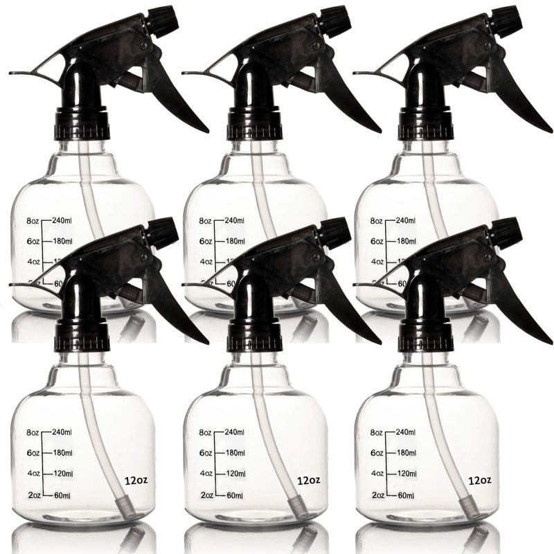Youngever 6 Pack Empty Plastic Spray Bottles Spray Bottles for Hair and Cleaning Solutions 12 Ounce