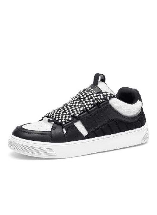 Cabbeen Men's Autumn National Trend Plaid Wind Lace-up Fashion Trend Patchwork Casual Men's Board Shoes - Image 1