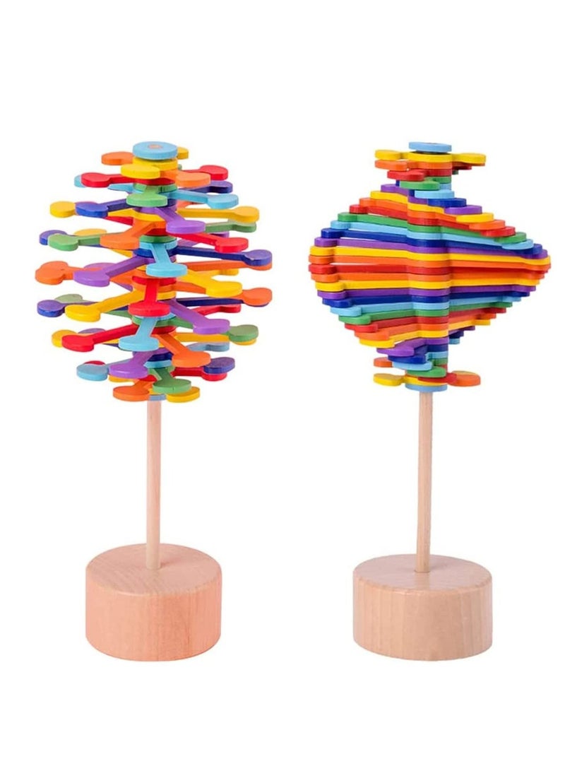 KASTWAVE Wooden Spiral Sensory Fidget Toys Multi-Color Wood Spiral Lollipop Adult and Children's Sensory Toys New Magic Rotary Lollipop Baseball Decompression Toys - Image 1