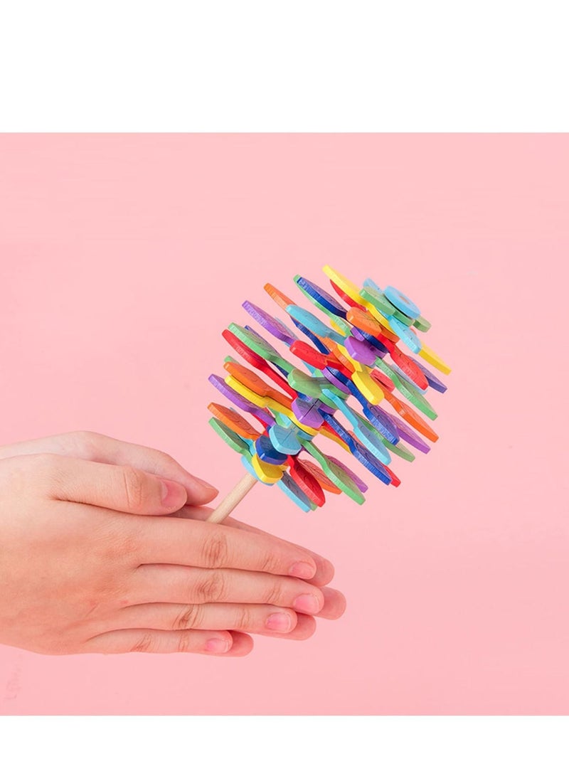 KASTWAVE Wooden Spiral Sensory Fidget Toys Multi-Color Wood Spiral Lollipop Adult and Children's Sensory Toys New Magic Rotary Lollipop Baseball Decompression Toys - Image 2