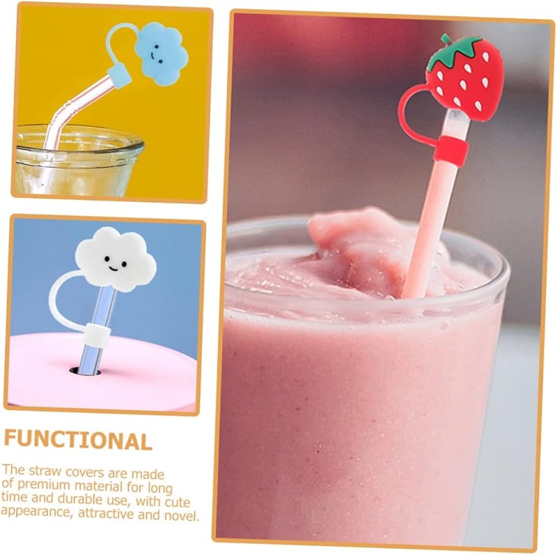 5pcs Silicone Reusable Drinking Straw Caps Adorable Protectors For Parties - Image 4