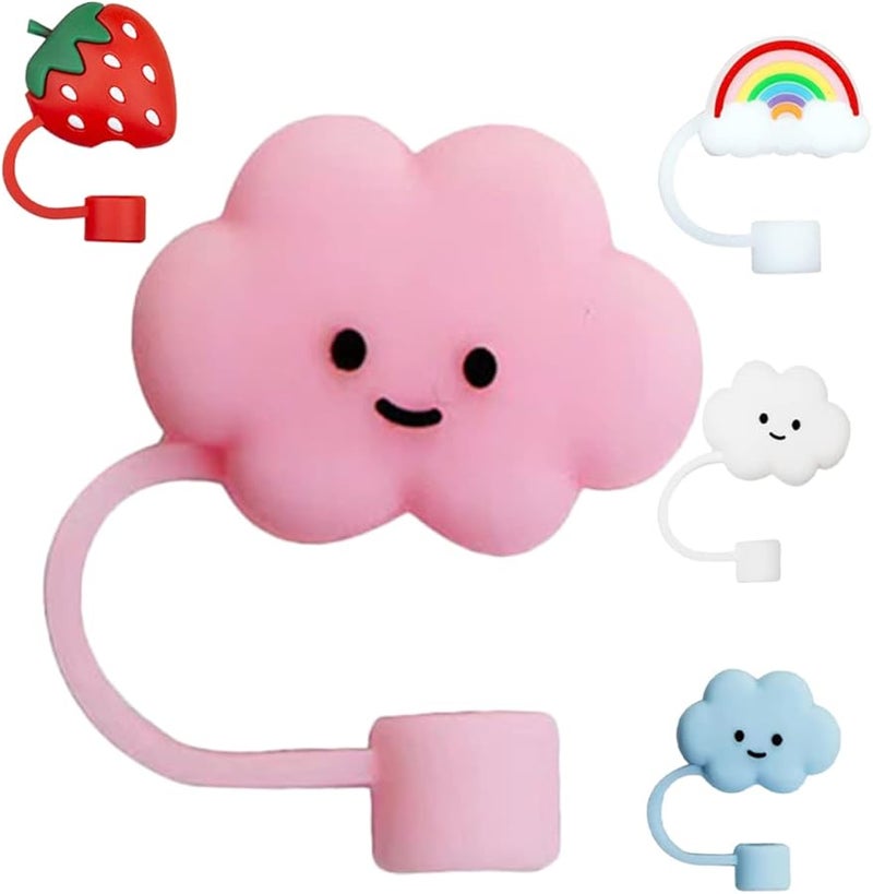 5pcs Silicone Reusable Drinking Straw Caps Adorable Protectors For Parties - Image 2
