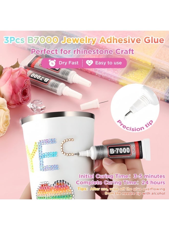 40000 Pcs Resin Jelly Rhinestones for Bedazzling, 40 Colors 3mm Flatback Gems for Crafting – Bedazzling Kit with 3Pcs B7000 Glue for Clothing, Shoes, Nail, Book, Diamond Art - Image 5