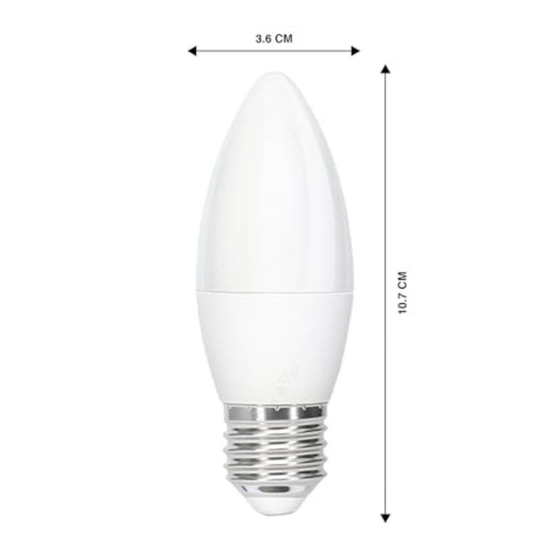 لمبة ضوء شمعة LED 7 واط، قاعدة E27، أبيض دافئ، عبوة من 12 قطعة - Image 3