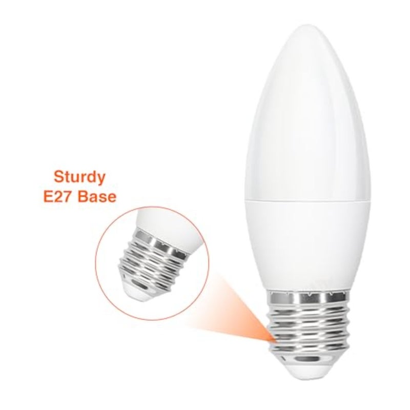 لمبة ضوء شمعة LED 7 واط، قاعدة E27، أبيض دافئ، عبوة من 12 قطعة - Image 4