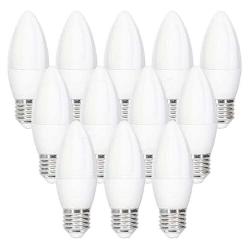 لمبة ضوء شمعة LED 7 واط، قاعدة E27، أبيض دافئ، عبوة من 12 قطعة - Image 1
