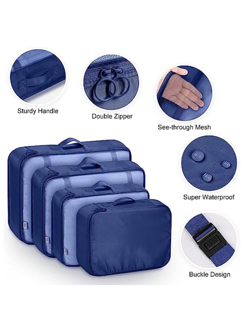فولانري 8 قطع مجموعة منظم أمتعة السفر مع حقيبة أدوات الزينة، حقيبة تخزين حقيبة الغسيل المقاومة للماء، إكسسوارات السفر - Image 2