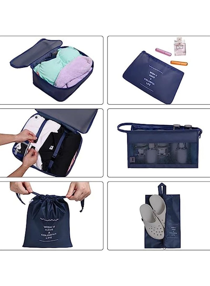 فولانري 8 قطع مجموعة منظم أمتعة السفر مع حقيبة أدوات الزينة، حقيبة تخزين حقيبة الغسيل المقاومة للماء، إكسسوارات السفر - Image 4