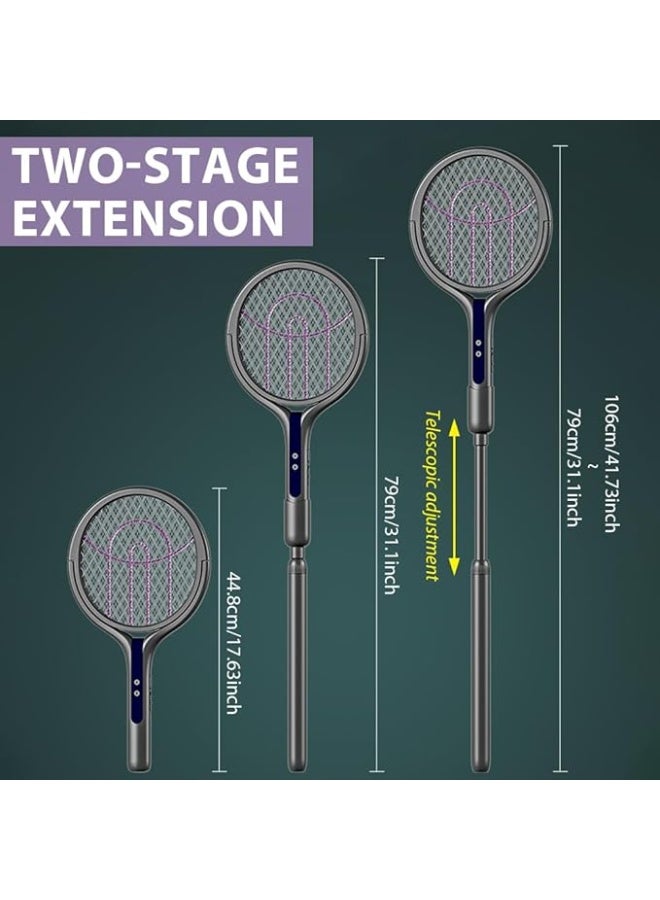 Rechargeable Electric Mosquito Racket Rotating Head Mosquito Killer Electric Mosquito Shovel Electric Mosquito Killer Fly Spreader with Telescopic Extension - Image 4