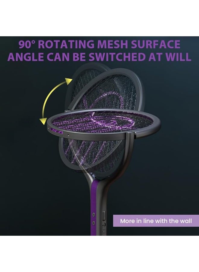 Rechargeable Electric Mosquito Racket Rotating Head Mosquito Killer Electric Mosquito Shovel Electric Mosquito Killer Fly Spreader with Telescopic Extension - Image 5