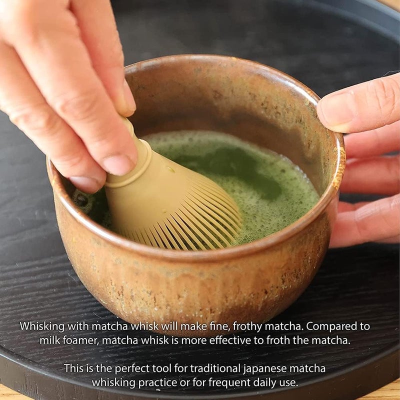 OUGETHER Resin Matcha Whisk Chasen Brush Tools for Matcha Green Tea Powder Reusable Powder Whisk Prepare Japanese Matcha Tea (Yellow) - Image 4