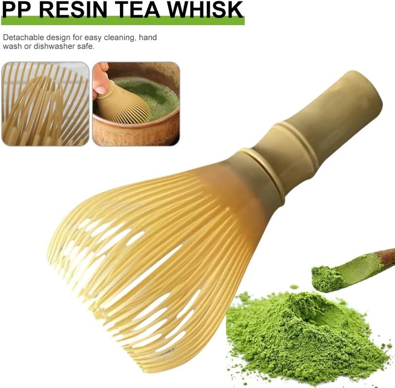 OUGETHER Resin Matcha Whisk Chasen Brush Tools for Matcha Green Tea Powder Reusable Powder Whisk Prepare Japanese Matcha Tea (Yellow) - Image 2