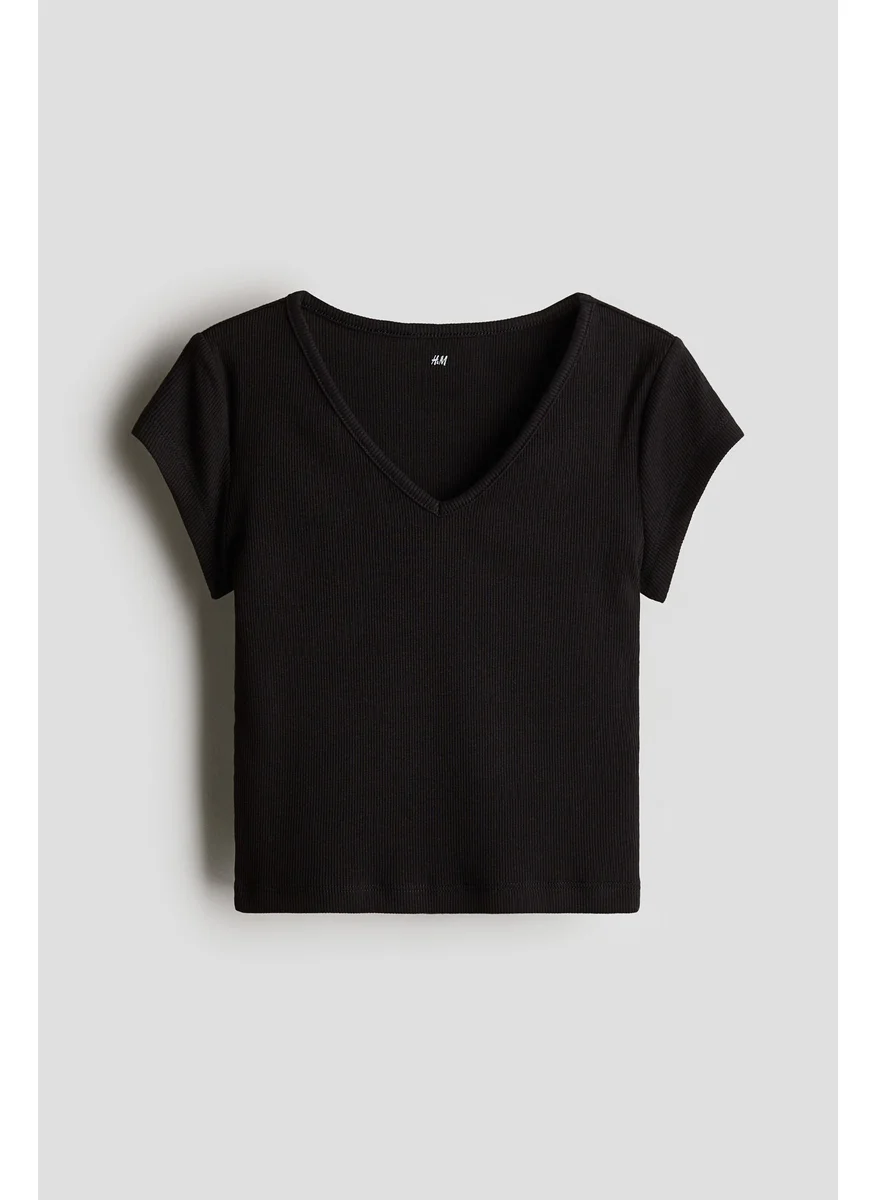 اتش اند ام Ribbed Cotton Jersey Top