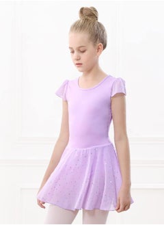 Stelle Stelle Girls Ballet Leotards Dance Shiny Dress Skirted Toddler Ballet Outfit (Toddler/Little Girl/Big Girl)(Purple(Shiny skirt), 5T) 