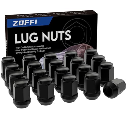 ZOFFI M12x1.5 Lug Nuts - Replacement for Ford Fusion, Focus, Escape Aftermarket Wheel - 20pcs Black Closed End Conical Seat 19mm Hex Lug Nuts - Image 1