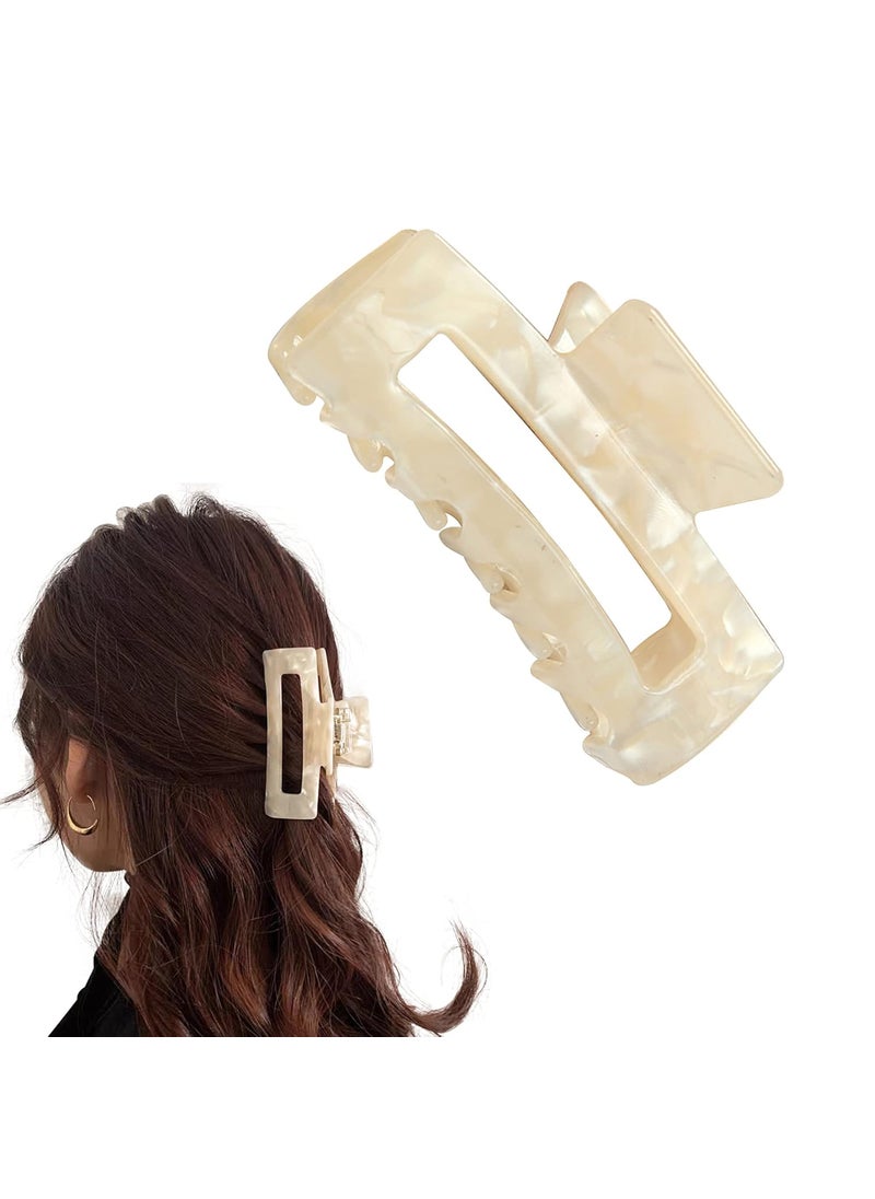 AEGYPIUS Rectangle Hair Claw Clips for Women  Nonslip Thick Hair Clips Accessories White 