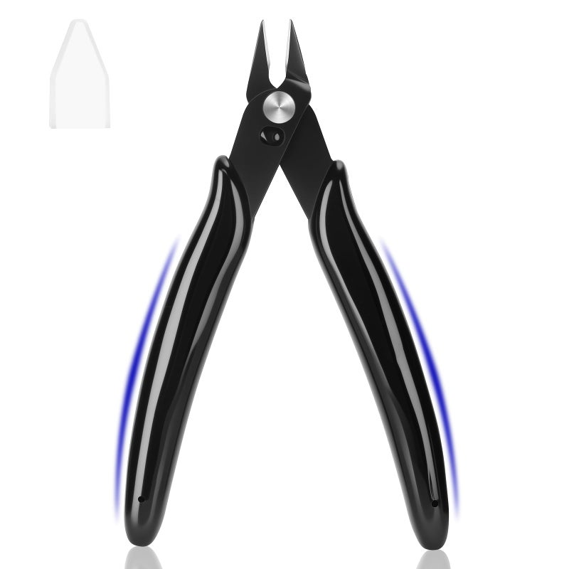 EamPrsk 5 Inch Flush Cutters, 1 Pack Micro Wire Cutters, Sharp Zip Tie Cutter, Precision Wire Cutters for Crafting, Jewelry Making, Plastic Models, 3D Print, Electronics, Floral - Image 1