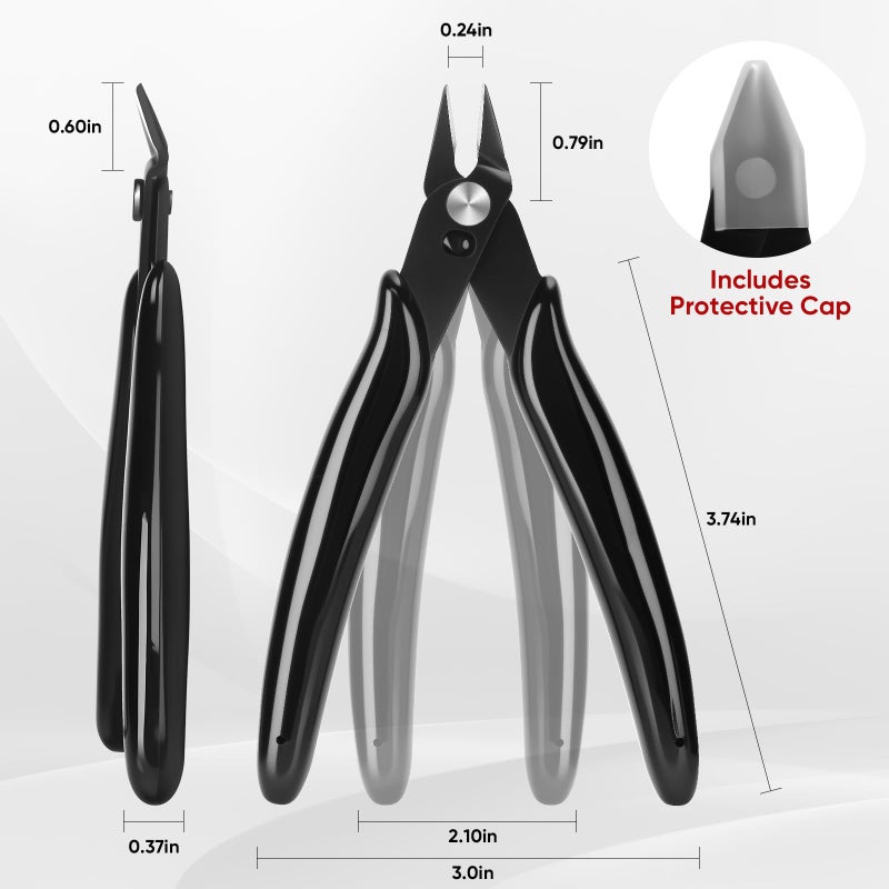 EamPrsk 5 Inch Flush Cutters, 1 Pack Micro Wire Cutters, Sharp Zip Tie Cutter, Precision Wire Cutters for Crafting, Jewelry Making, Plastic Models, 3D Print, Electronics, Floral - Image 2