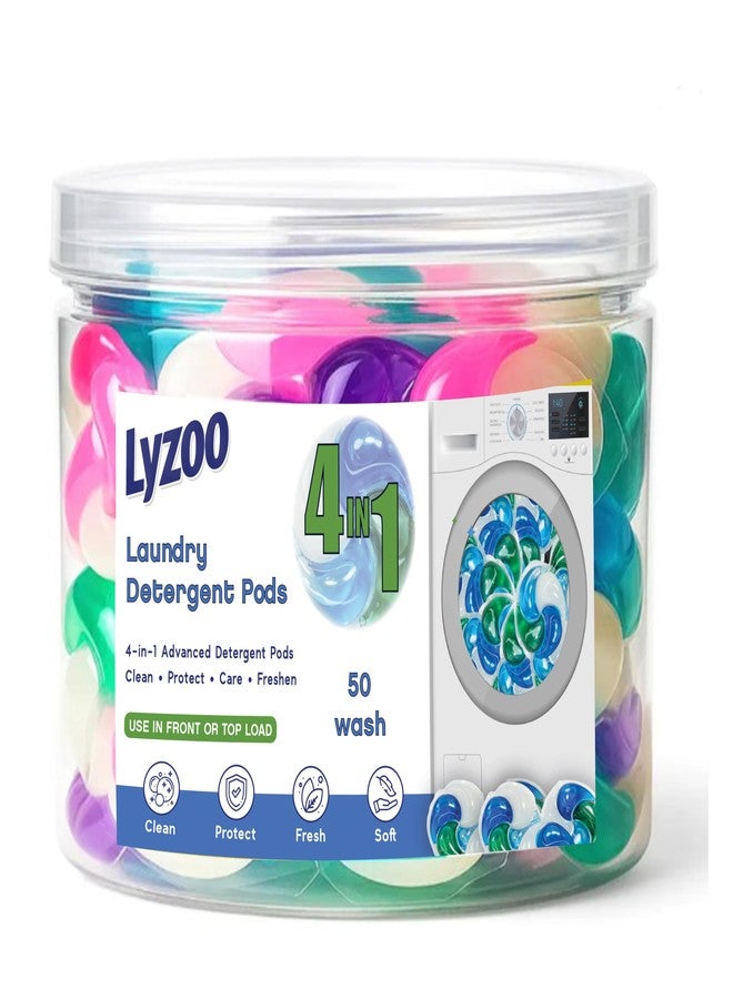 Lyzoo كبسولات منظف الغسيل Lyzoo 4 في 1، تنظيف ذكي متطور، للغسالات ذات التحميل الأمامي أو العلوي (50) - Image 1