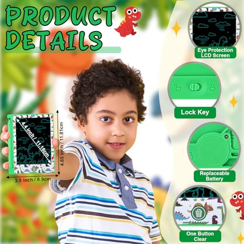 Nezyo 12 Pack Dinosaur Party Favors Mini LCD Writing Tablet for Kids 46 Inch Doodle Board Drawing Tablet Erasable Reusable Electronic Drawing Pads for Dinosaur Party Decor Birthday Supplies - Image 5