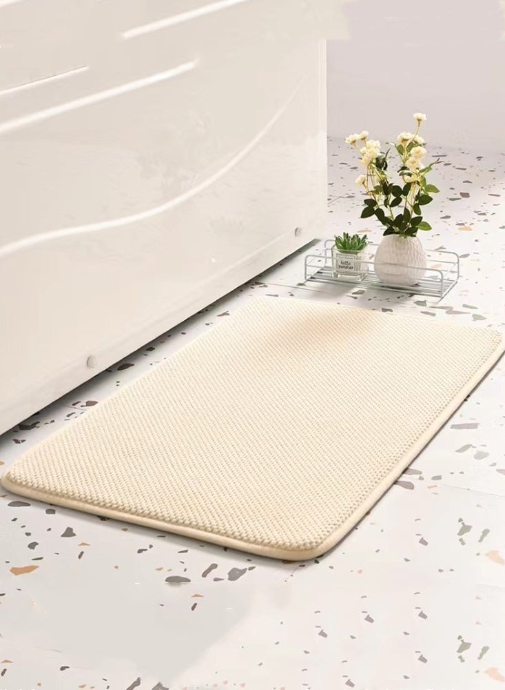Kutis 1-Piece Non-Slip Bath Mat Super Absorbent Shower Thickened Soft Polyester Cotton Beige 60x40 cm - Image 1