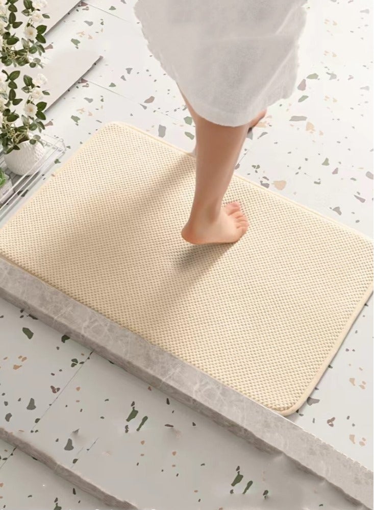 Kutis 1-Piece Non-Slip Bath Mat Super Absorbent Shower Thickened Soft Polyester Cotton Beige 60x40 cm - Image 2