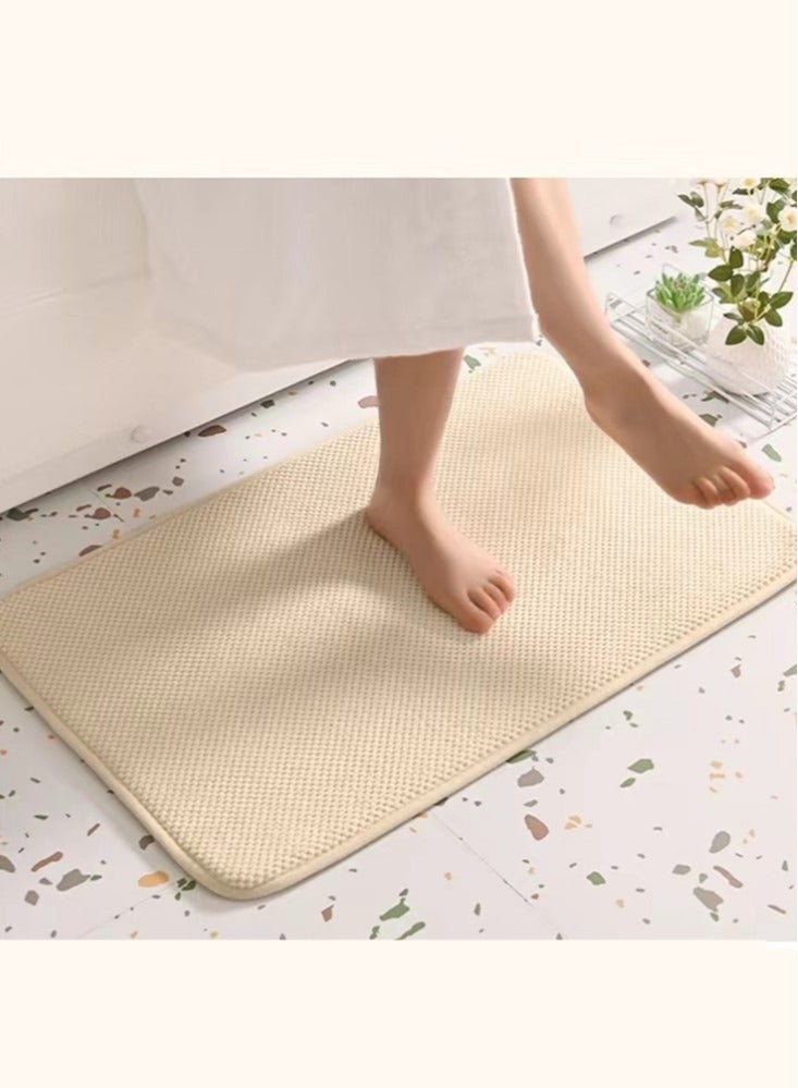 Kutis 1-Piece Non-Slip Bath Mat Super Absorbent Shower Thickened Soft Polyester Cotton Beige 60x40 cm - Image 3