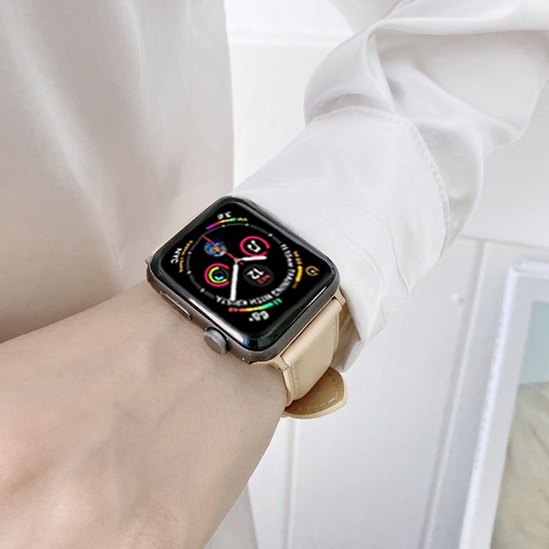 erorex Genuine Leather Watch Band For Apple Watch Series 9&8&7 41Mm / Se 3&Se 2&6&Se&5&4 40Mm / 3&2&1 38Mm(Blue) - Image 4