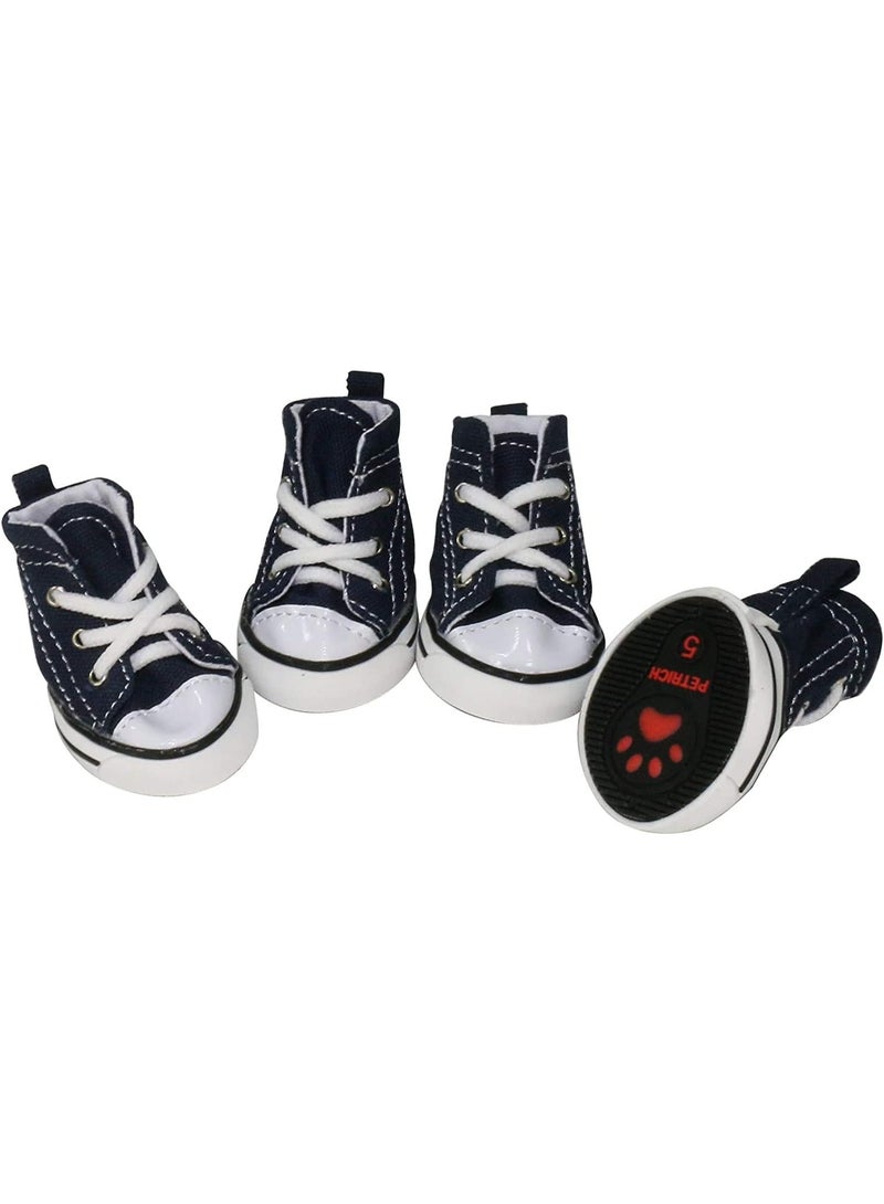 Pet Shoes Puppy Sport Denim Shoes Casual Style Anti-Slip Boots Sneaker Booties 4Pcs - Image 1