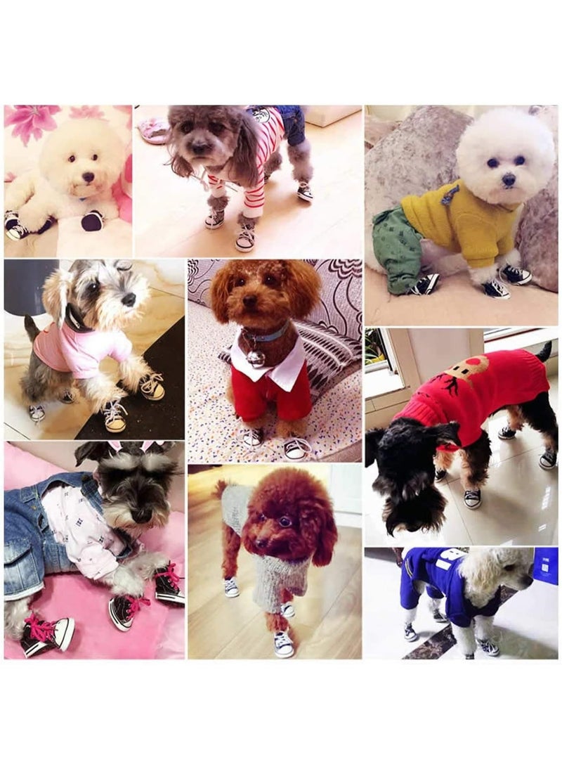 Pet Shoes Puppy Sport Denim Shoes Casual Style Anti-Slip Boots Sneaker Booties 4Pcs - Image 2