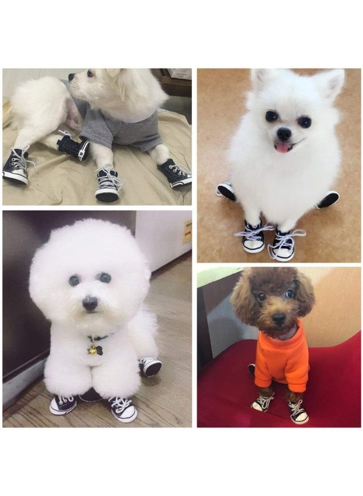 Pet Shoes Puppy Sport Denim Shoes Casual Style Anti-Slip Boots Sneaker Booties 4Pcs - Image 3