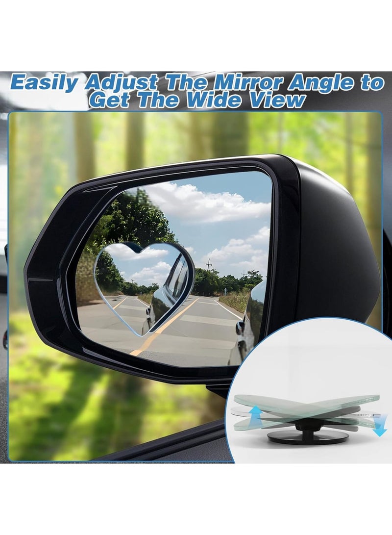 SYOSI Blind Spot Mirror for Cars, Heart Shaped Wide Angle Convex Rearview Mirror Adjustable Stick On Side Mirror 4 Pcs Removable Car Accessories for Safety Driving SUVs Trucks Autos - Image 4