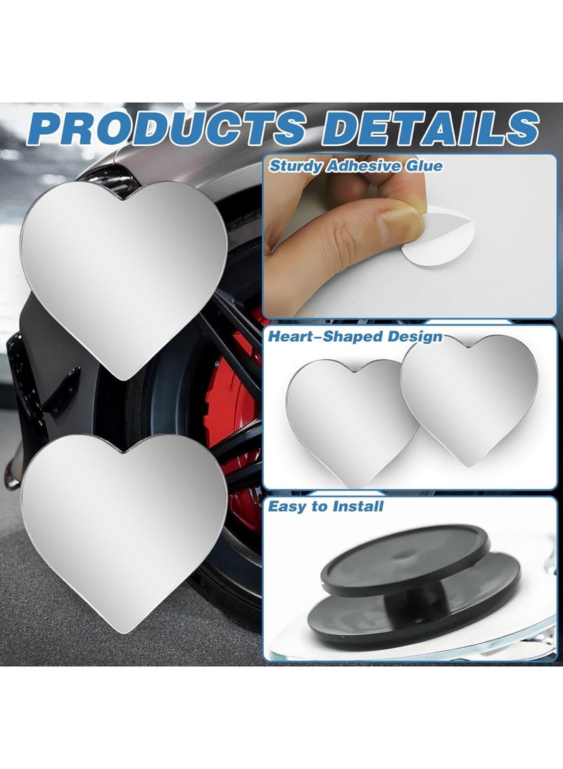 SYOSI Blind Spot Mirror for Cars, Heart Shaped Wide Angle Convex Rearview Mirror Adjustable Stick On Side Mirror 4 Pcs Removable Car Accessories for Safety Driving SUVs Trucks Autos - Image 3