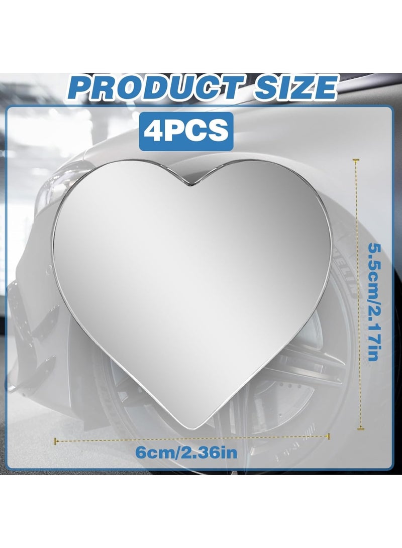SYOSI Blind Spot Mirror for Cars, Heart Shaped Wide Angle Convex Rearview Mirror Adjustable Stick On Side Mirror 4 Pcs Removable Car Accessories for Safety Driving SUVs Trucks Autos - Image 2