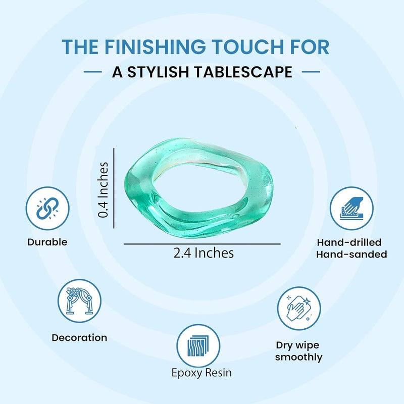 CLEENTABLE Epoxy Resin Spring Napkin Rings Set of 12 - Irregular Napkin Holders for Dining Table, Party Decor, Weddings, Everyday Use, Elegant Tabletop Accents (Multi Pastel) - - Image 3