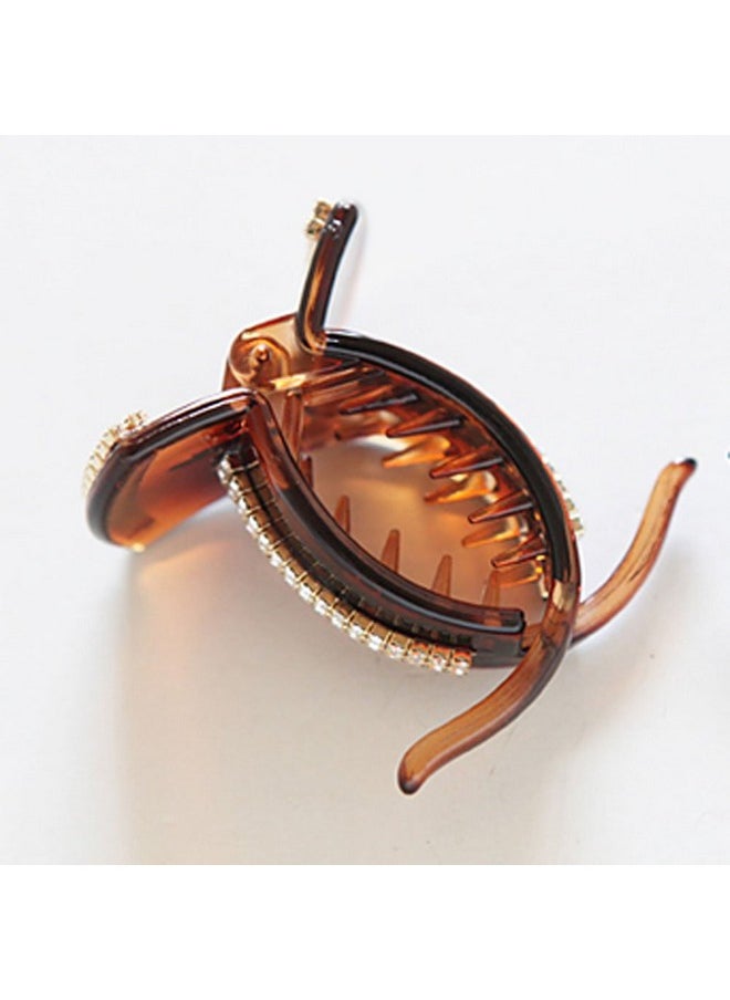 Meilliwish Meilliwish Sparkling Crystal Wedding Women Hair Clip Claw 1 PCS(XA16)(Brown)  - Image 2