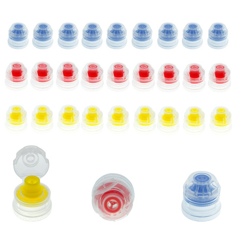 Yinprwi 28 mm Push Pull Replacement Caps Colorful Flip Cover Plastic Soda Water Bottle Tops Replacement Lids for Smart Bottles, 28 mm Sport Bottle Cap,30 PCS - Image 1