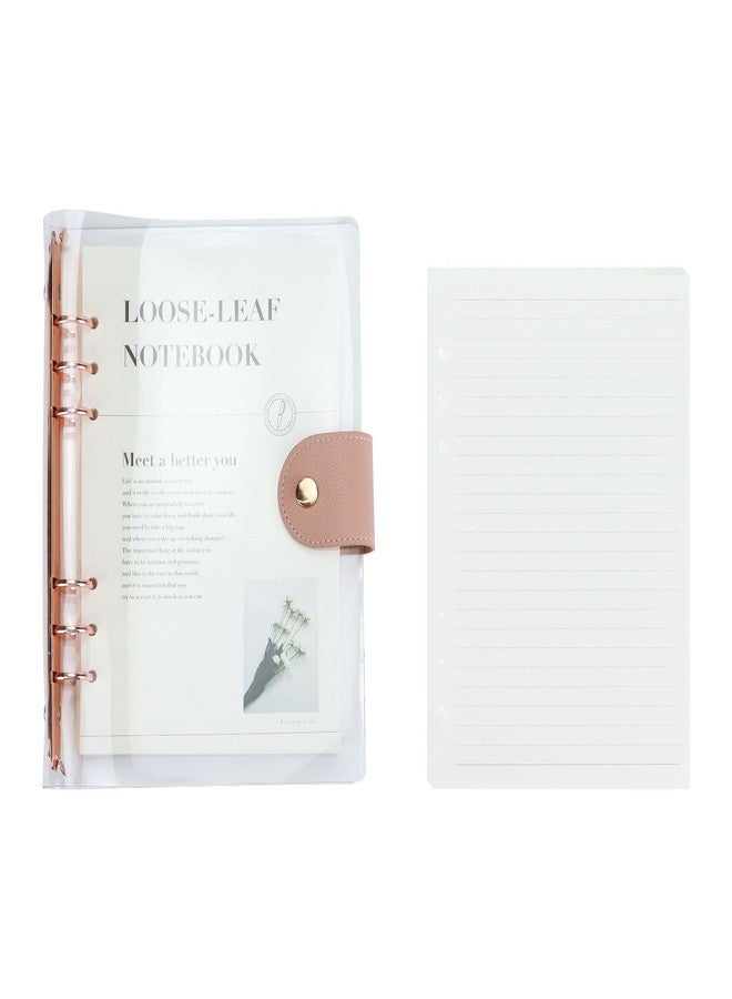 MultiBey A5 Binder 6-Ring Clear Binder Notebook Cover, Rose Gold Round Ring with 90 Sheets Lined Inner Papers, A5 Planner Budget Binder with Snap Closure (A5, Rose Gold) - Image 1