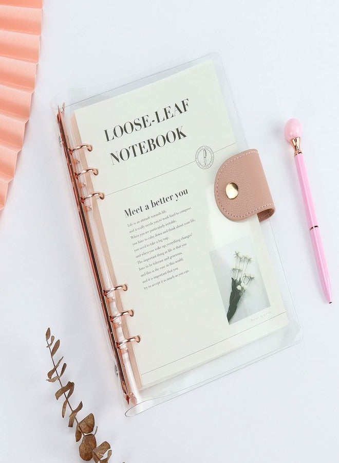 MultiBey A5 Binder 6-Ring Clear Binder Notebook Cover, Rose Gold Round Ring with 90 Sheets Lined Inner Papers, A5 Planner Budget Binder with Snap Closure (A5, Rose Gold) - Image 2