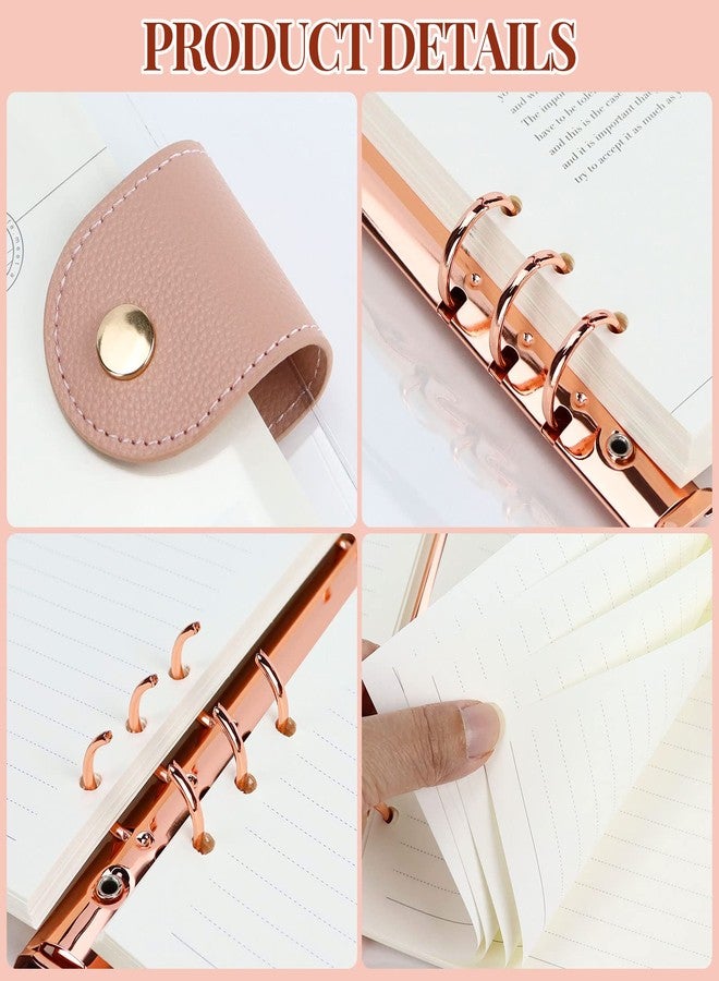 MultiBey A5 Binder 6-Ring Clear Binder Notebook Cover, Rose Gold Round Ring with 90 Sheets Lined Inner Papers, A5 Planner Budget Binder with Snap Closure (A5, Rose Gold) - Image 3