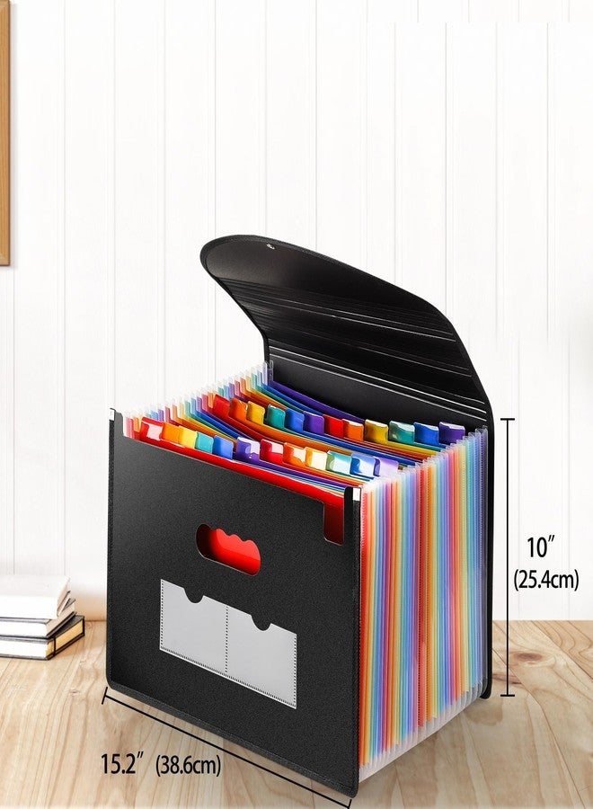 Yoassi Accordion Expandable File Organizer, 24 Pockets Portable Files Box with Expandable Cover, Colorful Documents Storage Folder Holder Sorter for A4 /Letter/Legal Size Office Home School Travel Business - Image 3