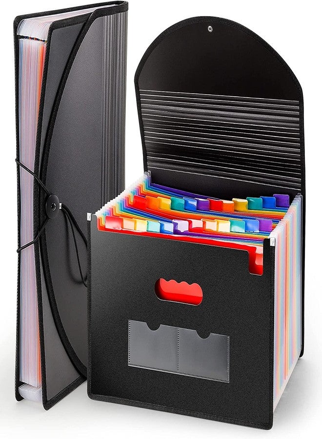 Yoassi Accordion Expandable File Organizer, 24 Pockets Portable Files Box with Expandable Cover, Colorful Documents Storage Folder Holder Sorter for A4 /Letter/Legal Size Office Home School Travel Business - Image 1