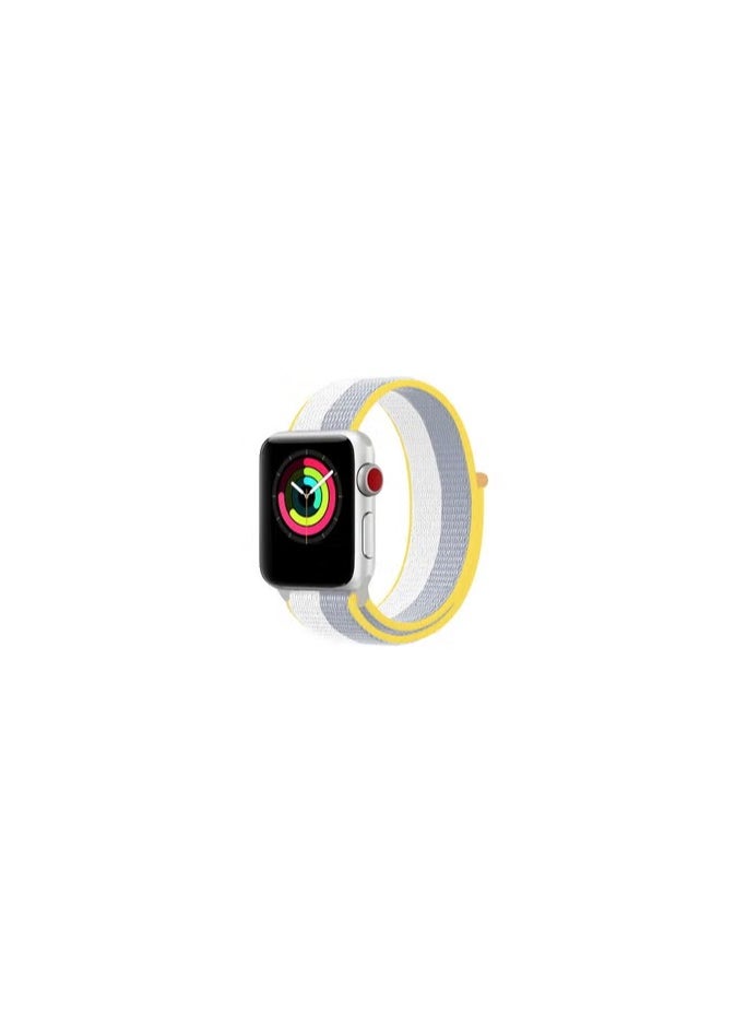 CATANES - Apple Watch 38mm 40mm 41mm Nylon Sport Loop Band Compatible with iWatch Series 7/SE/6/5/4/3/2/1 White/Grey - Image 1