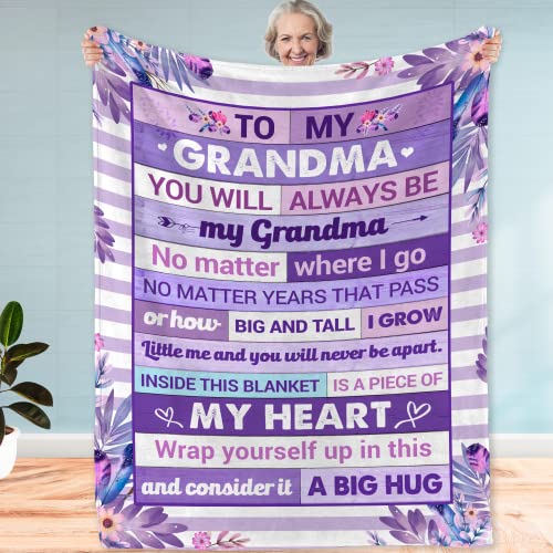 Fastpeace Gifts for Grandma – Christmas, Xmas, Birthday Gift from Granddaughter, Grandson, or Grandkids, Soft and Cozy Blanket for Grandma, Warm and Comfortable Blanket Throw 50x60 inches - Image 1