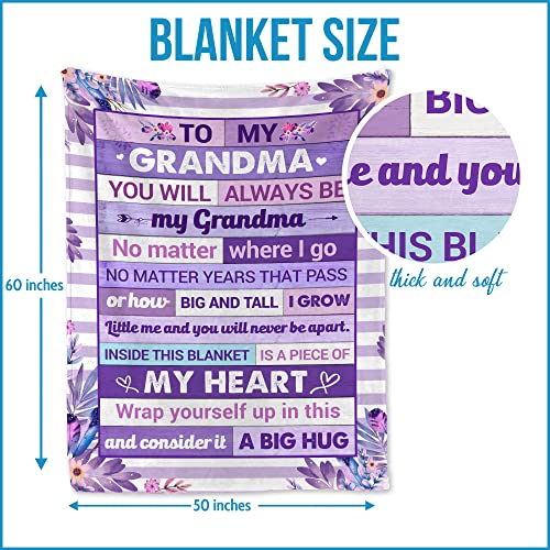 Fastpeace Gifts for Grandma – Christmas, Xmas, Birthday Gift from Granddaughter, Grandson, or Grandkids, Soft and Cozy Blanket for Grandma, Warm and Comfortable Blanket Throw 50x60 inches - Image 2