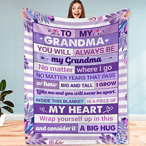 Fastpeace Gifts for Grandma – Christmas, Xmas, Birthday Gift from Granddaughter, Grandson, or Grandkids, Soft and Cozy Blanket for Grandma, Warm and Comfortable Blanket Throw 50x60 inches - Image 4