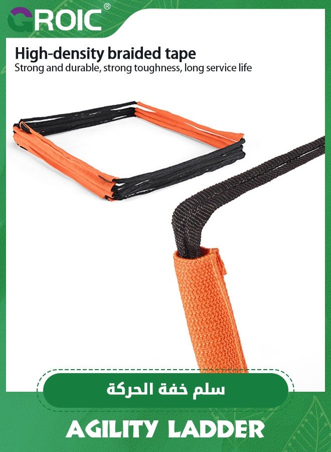 GROIC سلم خفة الحركة الكل في واحد، معدات تدريب خفة الحركة، تصميم قابل للطي للتركيب الفوري بدون تشابك، سلم سرعة مكون من 8 درجات مع حقيبة تخزين، سلم تدريب لكرة القدم والسرعة - Image 5