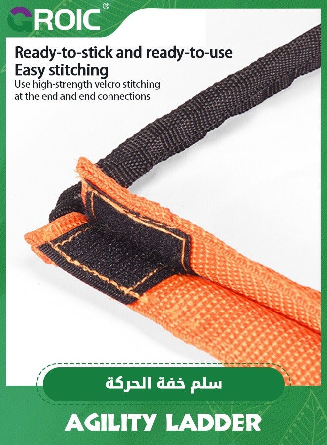 GROIC سلم خفة الحركة الكل في واحد، معدات تدريب خفة الحركة، تصميم قابل للطي للتركيب الفوري بدون تشابك، سلم سرعة مكون من 8 درجات مع حقيبة تخزين، سلم تدريب لكرة القدم والسرعة - Image 4